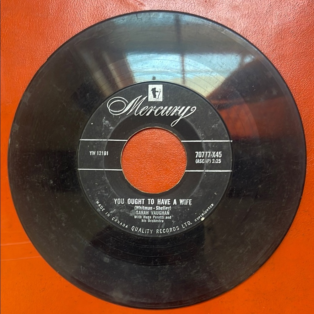 Sarah Vaughan 45 rpm Mercury Vinyl Record